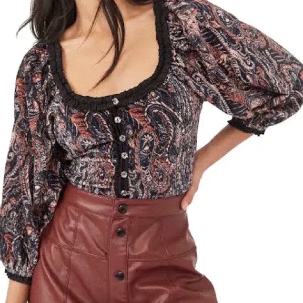 Free People Dare Me Velvet Blouse
